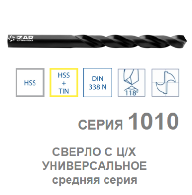 Сверло по металлу с цилиндрическим хвостовиком DIN338N HSS 0,7мм (арт.18020)